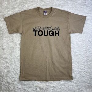 Union Made Military Tough Rebels Beige T-Shirt‎ Size Large Made In USA